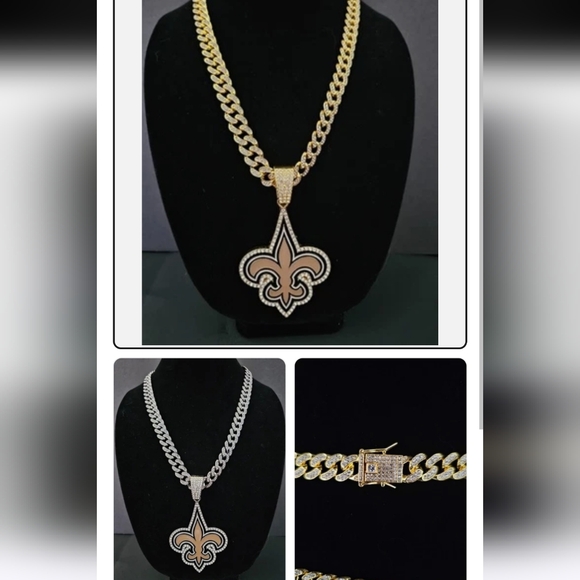 New Orleans Saints football team Cuban chain necklace 20